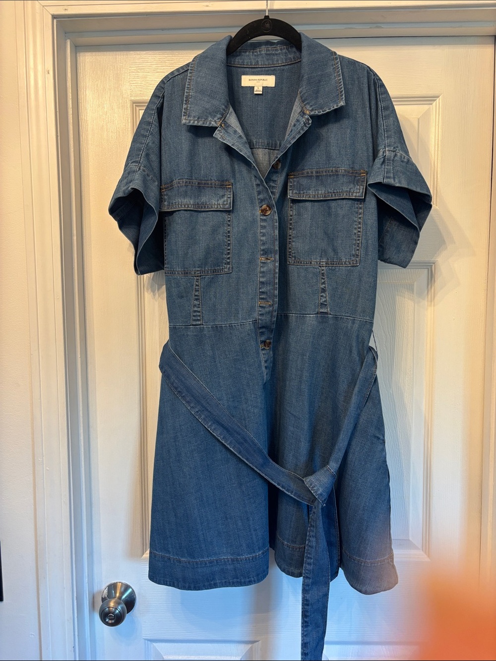 Banana Republic Denim Midi Shirt Dress in Medium Blue